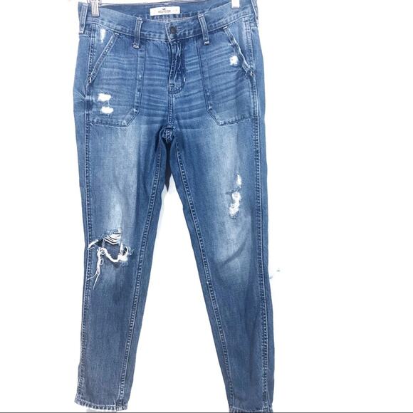 Hollister Distressed Skinny Jeans Destroyed Light Wash Junior's Size 3 W 26 - Picture 2 of 6